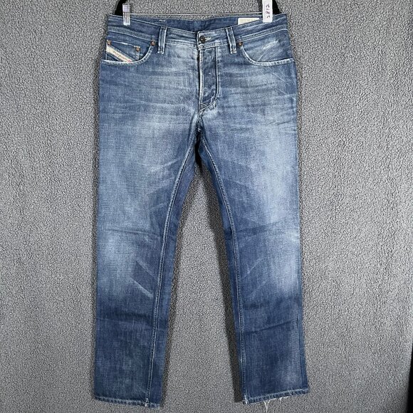 Diesel Larkee Straight Fit Button Fly Italy Made Jeans - Men's Size 36*32 - Blue - Picture 1 of 11